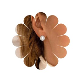 Allereya Vintage Crystal Pearl Earrings Pearl Stud Earrings Rhinestone Circle Earrings Gold Minimal Earrings Jewellery for Women and Girls