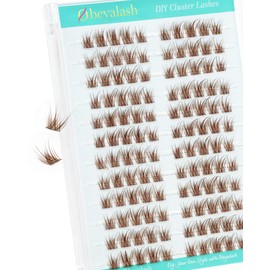 Obeyalash Brown Cluster Lashes Wispy Eyelashes Thin Band Natural Individual Lashes C Curl 7-12mm Eyelash Clusters Volume 120pcs DIY At Home Lightweight and Comfortable