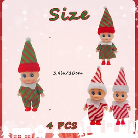 MORAINJAY Set of 4 Christmas Mini Baby Elf Dolls, Christmas Naughty Baby Elves, Small Elves Figures for Girls and Boys, Christmas Stocking Filler, Children's New Year Gifts