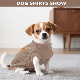 2 Pack Dog Shirt Vest Dog Clothes for Small Dogs Summer Waffle Puppy T-Shirts Soft Sleeveless Pet Clothes Lightweight Medium Large Doggy Outfit Cat Clothing (Purple+Khaki, Small)