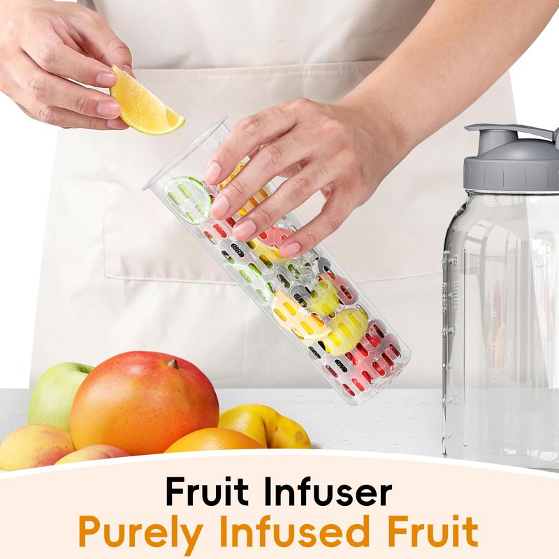 64 oz Fruit Water Infuser Pitcher, Heavy Duty Wide Mouth