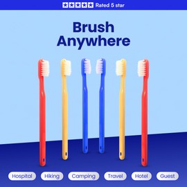 18 Pre-Stick Disposable Toothbrushes | Pre-Stick Soft Bristle Toothbrush for Dental Care and Oral Hygiene | Individually Wrapped Toothbrush Pack for Adults