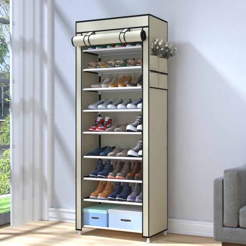 UDEAR 10 Tier Shoe Rack 9 Grids with Dustproof Cover