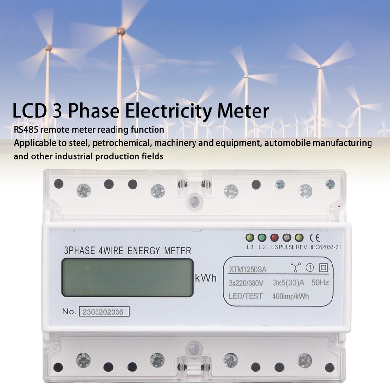 7 Digit LCD Electric Energy Meter 35mm DIN Rail Mounting