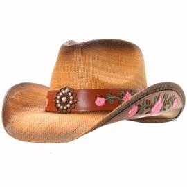 grinderPUNCH Western Outback Cowboy Hat Men's Women's Style Classic Straw Western Cowgirl Hat