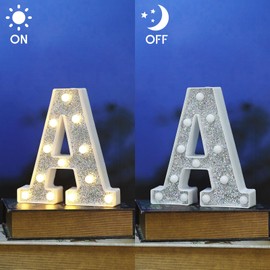 NWLIGHT Light Up Letters, Marquee Light Letters for Table Decorations, Glitter Light Up Signs for Prom, Events, or Engagement Party Decor, Featuring Alphabet & Number Lighted Letter, Letter A