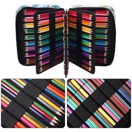 BOMKEE Colored Pencil Case 220 Slots Pencils/Gel Pens Organizer Waterproof Travel Case Zipper Carrying Portable Pencil Markers Pen Holder Bag for Painter Writers (Bellis Perennis)