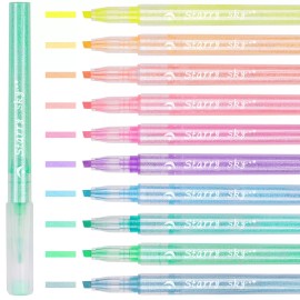 NiArt 10-Pack Glitter Marker Highlighter Pens, Chisel Fine Tip Assorted Fluor...