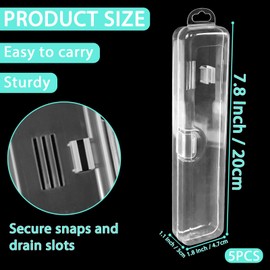 GTILE 5Packs Toothbrush Case, Portable Clear Toothbrush Travel Case, Dust-proof Plastic Toothbrush Holder Toothpaste Storage Container for Traveling Camping and Business Trips (transparent)