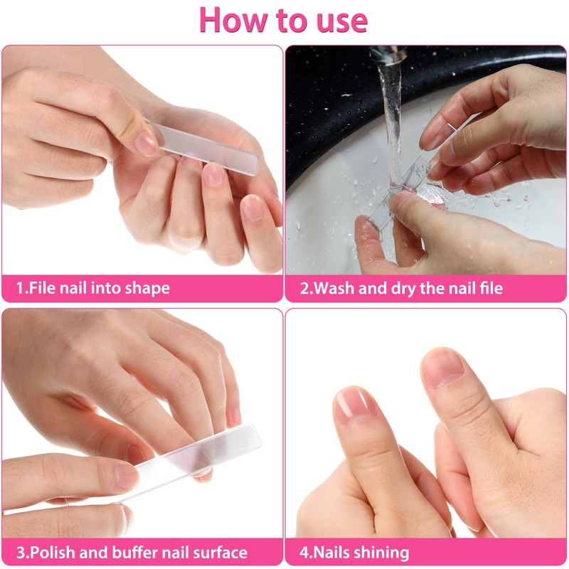 Mudder 4 Pack Glass Nail File Shiner Files Kit Crystal