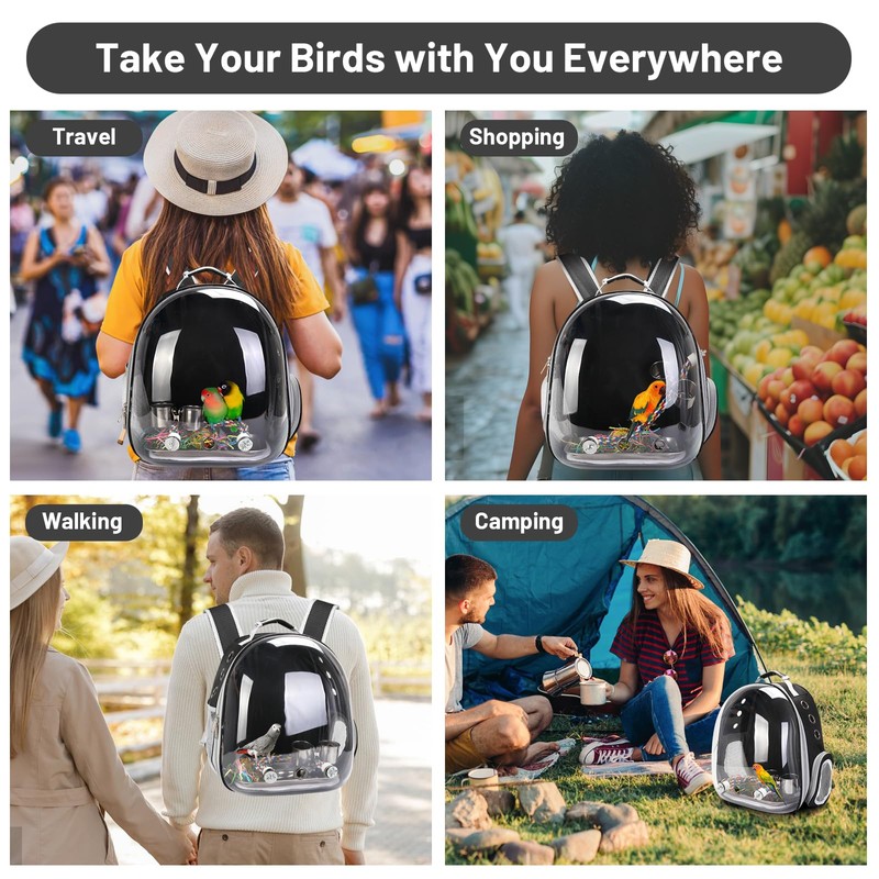Bird Backpack Carrier, Travel Bird Cage for Small Medium Size