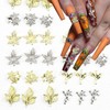 42Pcs Autumn Leaf Nail Art Charms 3D Alloy Fall Nail Charms for Thanksgiving Nail Jewelry Decoration Gold Silver Maple Leaf Nail Rhinestones Bamboo Leaves Star Nail Gems Fall Nail Supplies Accessories