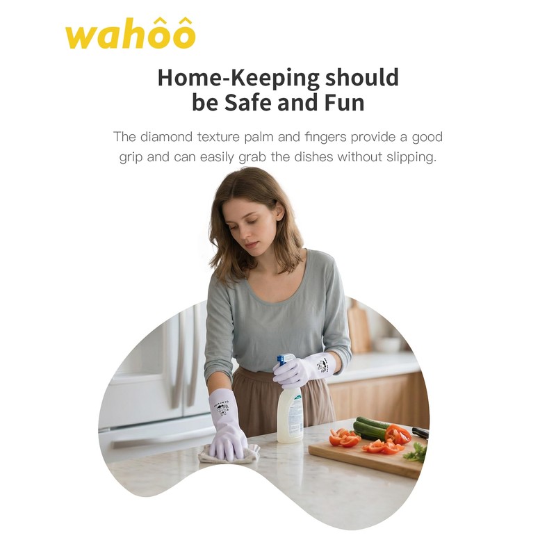 LANON 3 Pairs wahoo Nitrile Cleaning Gloves, Latex free Reusable