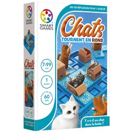 Smart Games - Chats Tournent En Rond - Remue-Méninges Éducatif - Jeu de stratégie Multi-Niveaux et renforcement des compétences - Jeu de logique et de Réflexion - 7 ans + - 1 joueur - SG 450 FR.