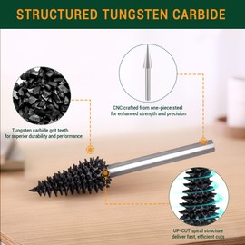 Extreme Spikes Rotary Burr, 1⁄8" Shaft, Very Coarse - Woodworking Attachment for Dremel, Foredom, DeWalt, Milwaukee. Abrasive Tungsten Carbide (Conical Shape)