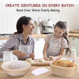 KOACKL Sourdough Bread Starter Kits Banneton Sourdough Bread Making Tools Kit, Banneton Proofing Basket Making Bread Basket Baking for Baking Dough with Rising Pattern (Round and Oval)