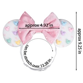 JIAHANG Adjustable Velvet Mouse Ear Hair Bow Headband with Beadings, Fashion Hair Bands for Newborn Toddlers, Kids
