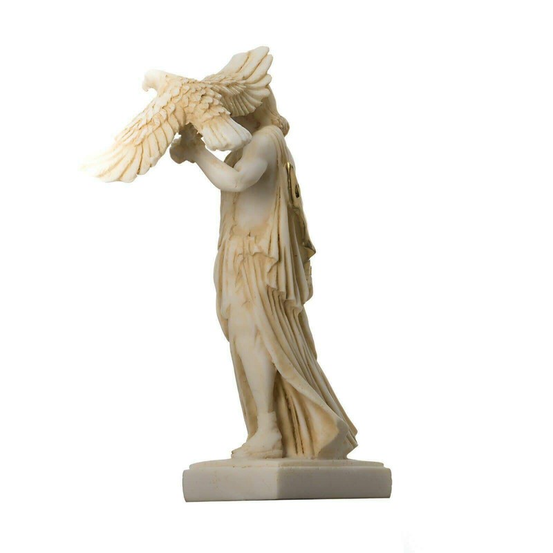 Zeus Greek God Jupiter Thunder Statue Figurine Gold Alabaster 6.3"