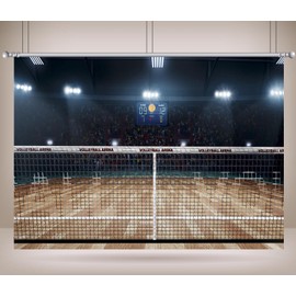 CORFOTO 7x5ft Volleyball Court Backdrop Timer Spotlight Audience Sports Theme Volleyball Area Background Sports Game Party Decorations Artistic Portrait Wallpaper Photo Booth Studios Props