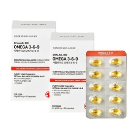 Sharab Bio Dog Omega 3 6 9 Nutrient Skin Antioxidant Cardiovascular Immunity High Content 400mg 60 Capsules 2, Omega Fatty Acid, 60 Tablets / 샤랩바이오 강아지 오메가3 6 9 영양제 피부 항산화 심장 혈관 면역 고함량 400mg 60캡슐 2개, 오메가 지방산, 60정