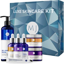 MIST JEWEL Kit Facial Luxe skincare completo Cremas día y noche, 3 Serum, limpiador facial y crema contorno de ojos | Paquete completo dia y noche de cuidado facial, hidratación y rejuvenecimiento