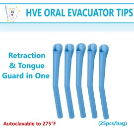 AL Dental Supplies Dental HVE Tips HVE Retraction & Tongue Guard Tips, Autoclavable to 275°F, 25/Bg