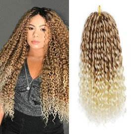 5 Packs Passion Twist Crochet Braid Hair 16 Inch Deep Wave Crochet Hair for Women Long Wavy Crochet Synthetic Hair Extensions (16 Inches, 27/613)
