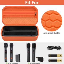 Wireless Microphone Case Compatible with JBL Wireless Two Microphone/for JBL Partybox, Handheld Dual Mic Travel Storage Bag for Receiver, Batteries and Other Accessories -Orange(Box Only)
