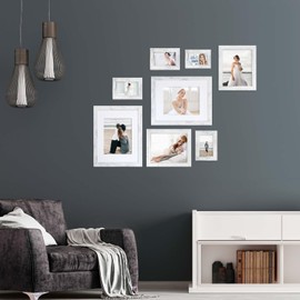 iRahmen 8x12 Picture Frame Set of 2, Distressed White Photo Frame with HD Glass - Display Pictures 6x8 with Mat or 8 x 12 without Mat for Horizontal or Vertical Tabletop and Wall Mounting