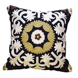 ZUODU 45cmx45cm Embroidered Black Cushion Covers Cotton Decorative Throw Pillow Cover 18 x 18 Inches Cushion Case Pillow Case,Sofa,Chair,Car Use (pattern-black b)