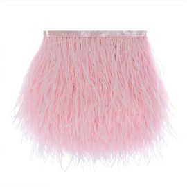 AWAYTR Ostrich Feather Trim Fringe - Satin Ribbon Dress Sewing Crafts Costumes Decoration Pack of 10 Yards (Pink)