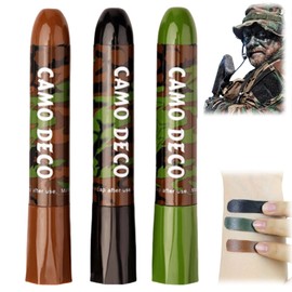 3 Color Camo Face Paint,Eye Black Camo Face Paint,Camouflage Hunting Face Paint Stick,Hunting Face Paint Stick,Eye Body Face Camo Paint,Camo Face Pain,Camo Face Paint Stick Set(Black/Brown/Green)