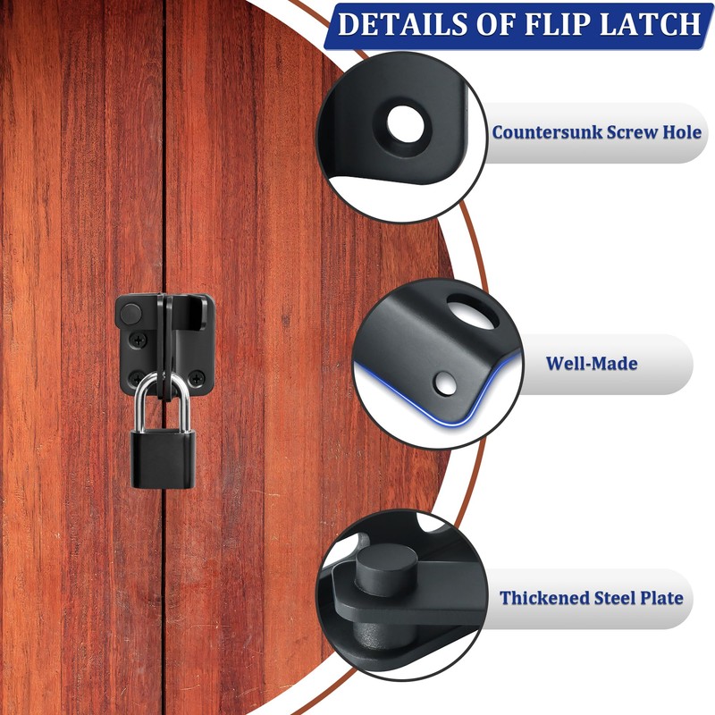SAYAYO EMST3001-B Stainless Steel Door Bolt with Padlock Small Lockable