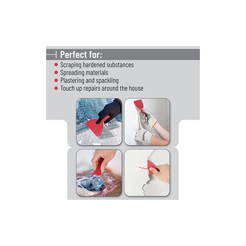 Bates 6 Pack Plastic Putty Knife Set - Paint Scraper,