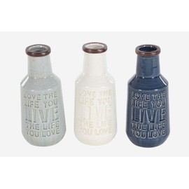 Deco 79 38931 Bottle-Shaped Ceramic Vases, 5" x 11", Gray/Blue/White/Brown
