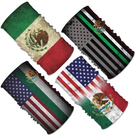 4Pcs Men&Women USA Mexico Flag Magic Headwear Neck Gaiter Tube Scarf Headbands Bandana Balaclava for Outdoor Running Cycling Skating Work Out