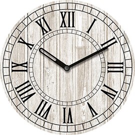 Round Glass Wall Clock with Table Display, Ancient Wooden Clock, Wood Look, Roman Numerals, Vintage, 20 x 20 cm Eurographics