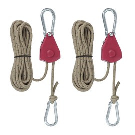 PATIKIL 2 Pcs Adjustable Rope Hanger, 1/8" x 13ft Ratchet Grow Light Hangers Reflective Reinforced Internal Gear Ratchets for Hanging Kayaking, Red