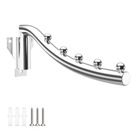 Foldable Clothes Hook Wall Stainless Steel Clothes Fan Wall Foldable Clothes Rack Clothes Fan Metal Wardrobe Hook Swing Arm Holder Hanger for Laundry Room Bedroom Bathroom Balcony
