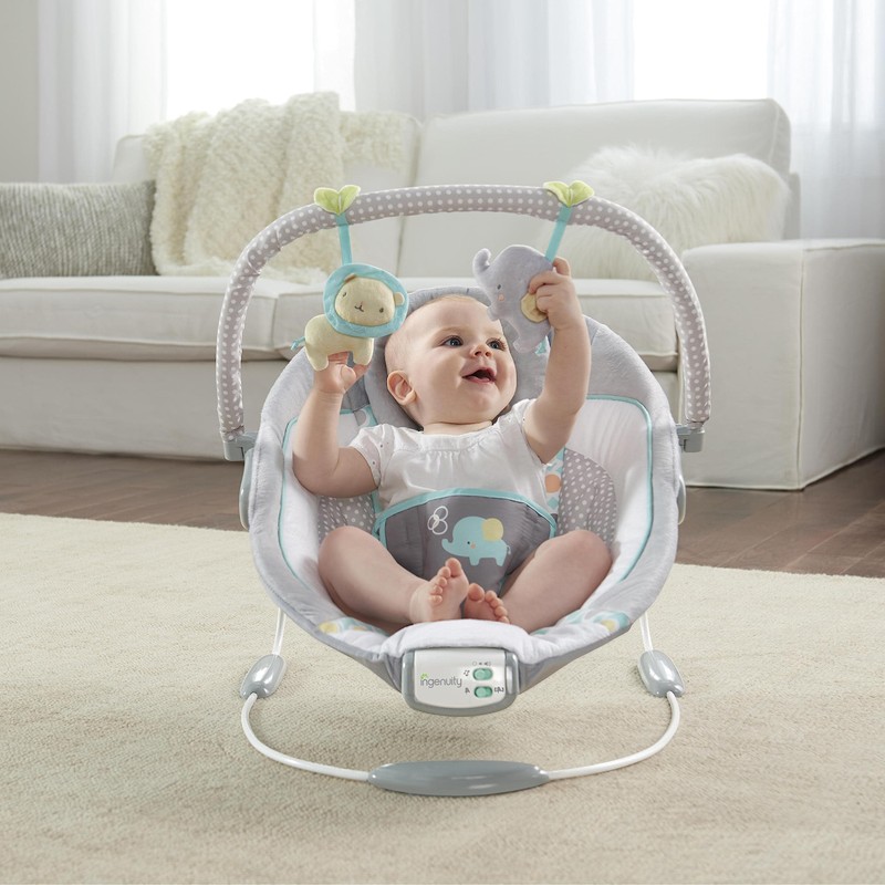 Ingenuity Soothing Baby Bouncer Infant Seat with Vibrations, -Toy Bar