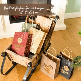 Papierdrachen 6 Gold Foiled Gift Bags for Christmas – 22 x 18 x 8 cm – Includes 6 Christmas Cards and Punch Tags – Christmas Gift Packaging – Handle Bags Set 2