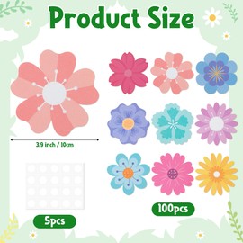 Flowers Glitter Cutouts - 100Pcs Versatile Colorful Floral Cut-Outs Springtime Flowers Shaped Paper Die Cut for Spring Summer Party Baby Shower Home School Classroom Bulletin Border Wall Decorations