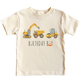 Birthday Boy Construction Shirt | Construction Toddler Shirt | Natural Shirt or Bodysuit (4T, Natural)
