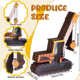 Maxdot Wooden Crane Piggy Bank Clear Window Transparent Piggy Bank for Kids Unbreakable Wood Money Box Cool Coin Creative Saving Money Jar for Boys Adults Christmas Birthday New Year Gift