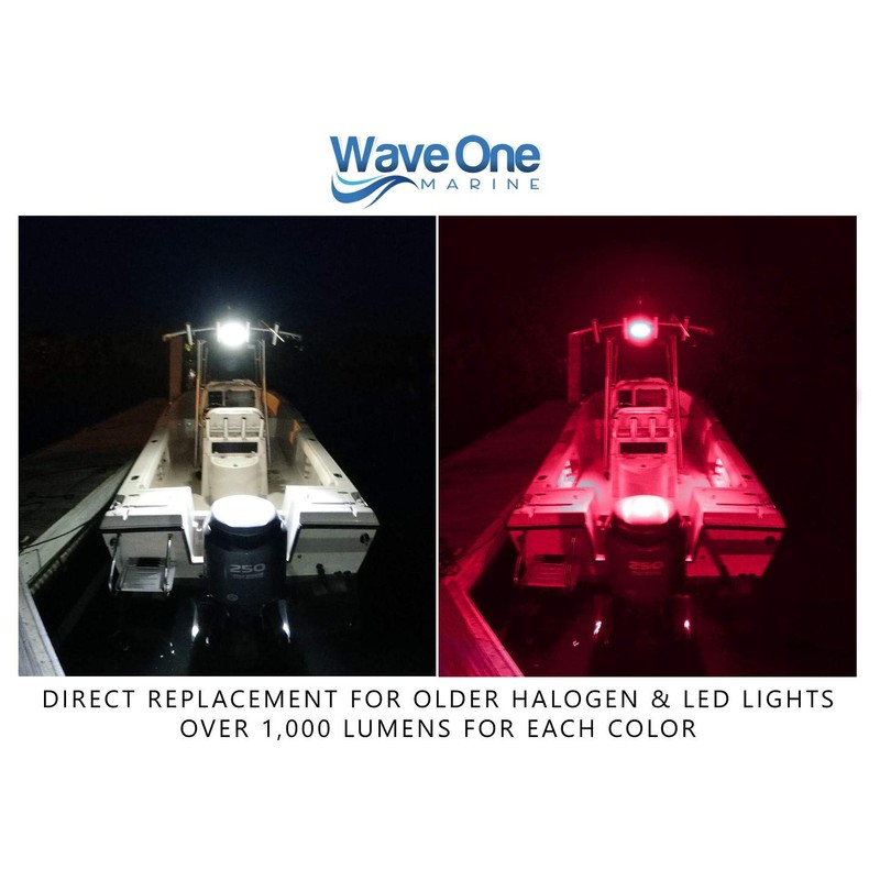 Wave One Marine Dual Color LED Boat Spreader Light Deck