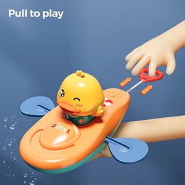 Badespielzeug-Set für Kinder, 7-teilig, Gelbe Enten mit Wassersprüher, Spiegel und Boot