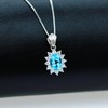 Uloveido Oval Blue Topaz 925 Sterling Silver Crystal Necklace Pendant