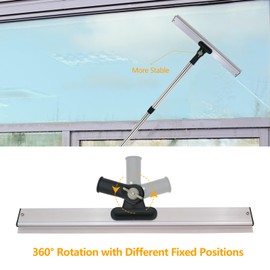 Window Cleaner Rotatable Squeegee, MEIBEI 2 in 1 Window Cleaner Cloth and 16" Soft Rubber Squeegee with Extension 4 Section Stainless Steel Pole, Window Cleaner Tool for Indoor Outdoor Car Glass