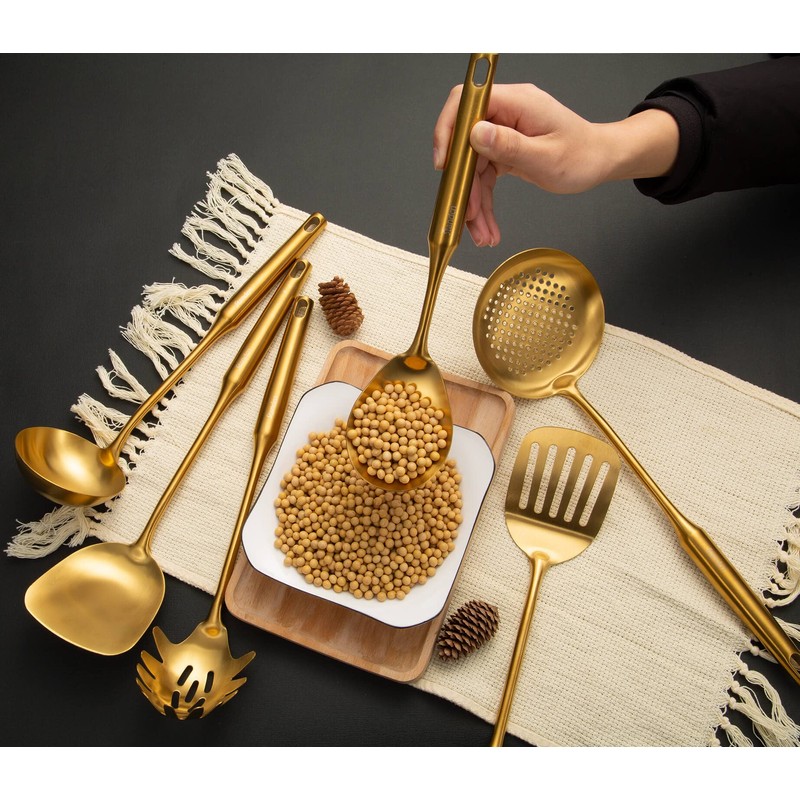 Gold Kitchen Utensils Set, Standcn 9 PCS 304 Stainless Steel