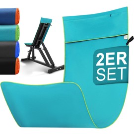Jokisa Fitness Towel Set of 2, 120 x 50 cm Gym Towel with Zip Pocket, Microfibre Sports Towel Gym Compact & Quick Drying for Training, Camping, Travel, Beach (Peacock Blue)